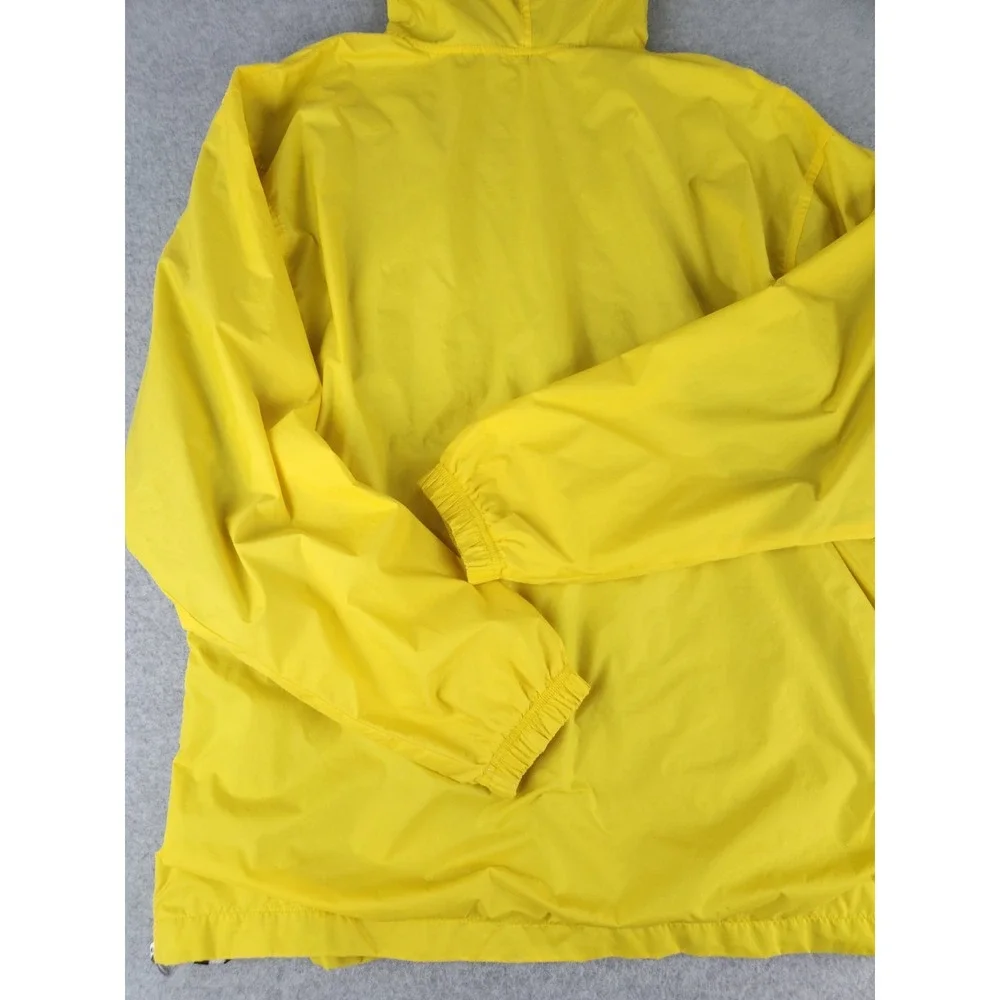 VTG Adidas Mens Windbreaker Jacket Yellow Black stripe Cotton Lined Hoodie LARGE